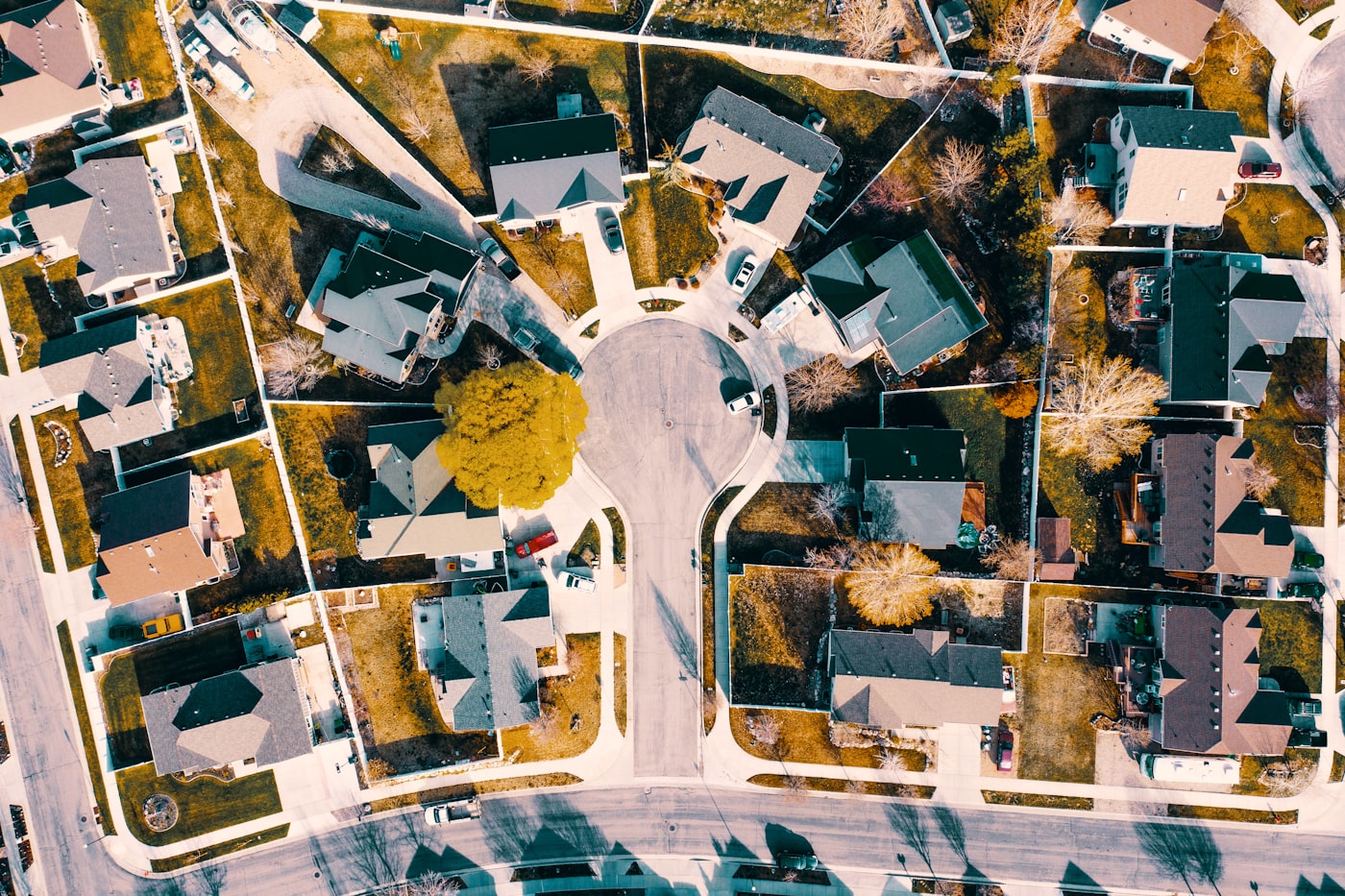 Aerial view of a Utah County residential neighborhood, stock photography
