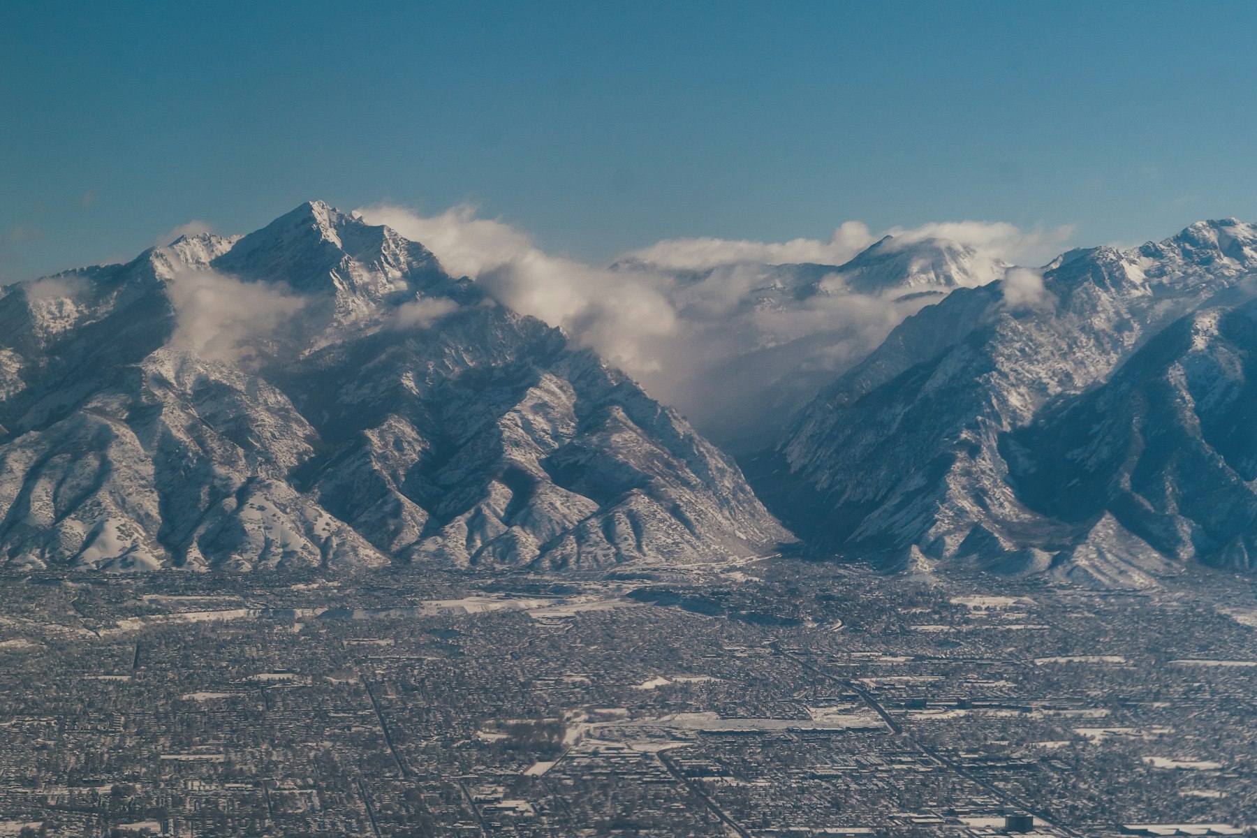 Aerial view of the Wasatch mountains and Salt Lake Valley suburbs, stock photography not a photograph of a specific listing